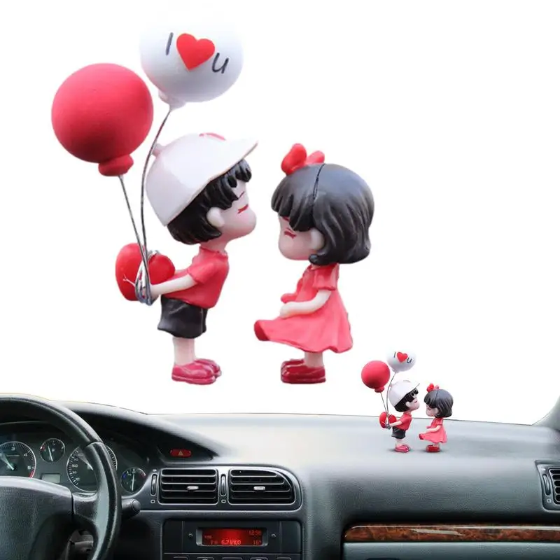 

Cute Cartoon Couples Action Figure Car dashboard Decorations Gifts for Girls Romantic Balloon Lovers Anime Kiss Couple Figure