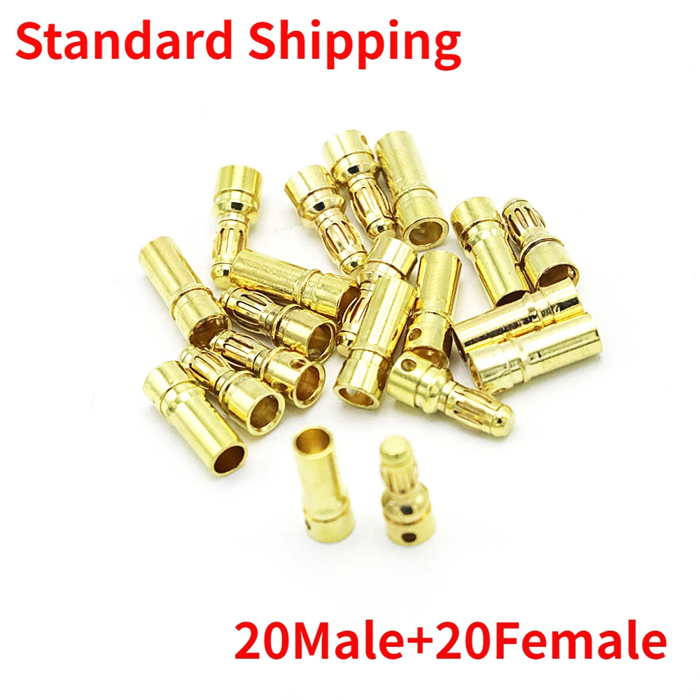 

20Pairs(20Male+20Female) RC Gold-Plated Bullet Banana Plug Connector 2mm 3.5mm 4mm for RC Motor ESC LIPO Battery