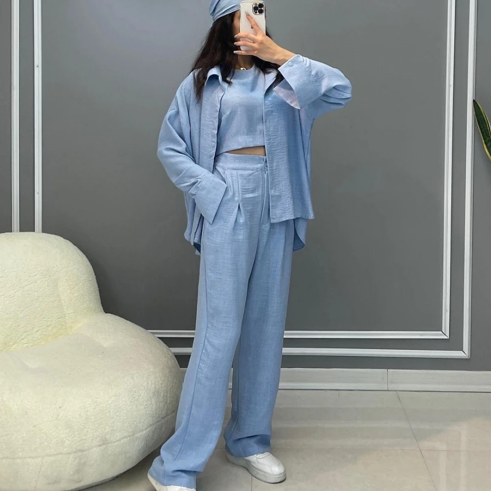 3 Piece Women Set 2024 Summer Spring Long Sleeve Shirt Blouse Top And Pants Suits Outfits Fashion Office Matching Sets Outfit
3 Piece Women Set 2024 Summer Spring Long Sleeve Shirt Blouse Top And Pants Suits Outfits Fashion Office Matching Sets Outfit