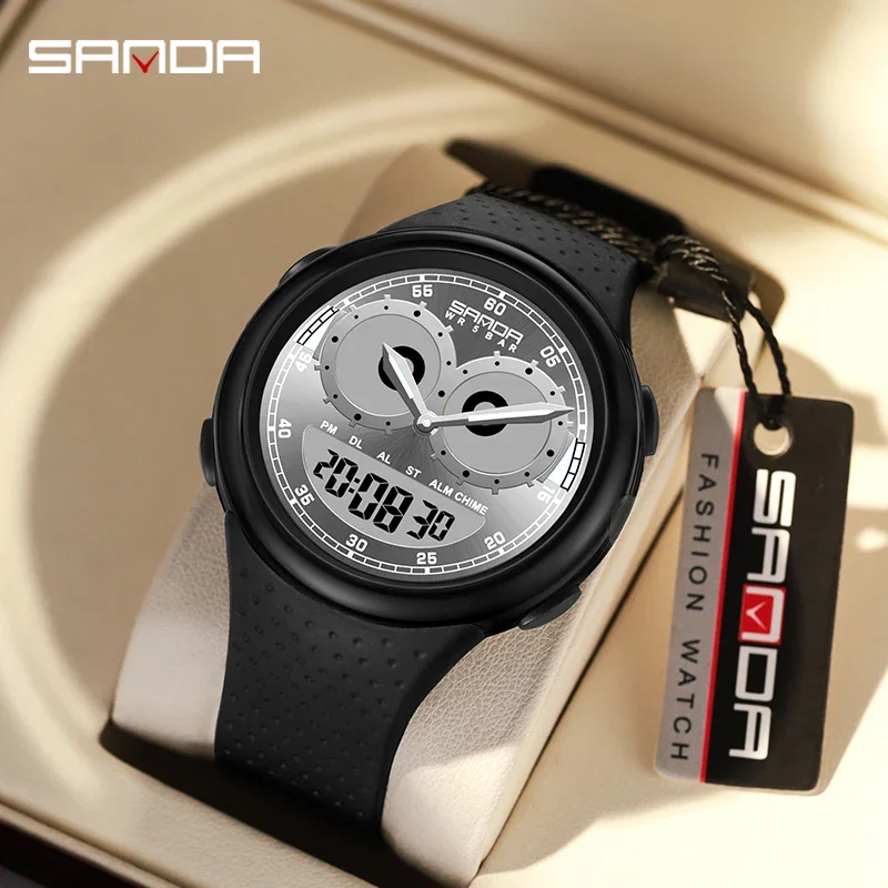 

SANDA 6118 Fashion Trend Electronic Watch For Men Silicone Luminous Waterproof Auto Calendar Chronograph Wristwatch Reloj Hombre