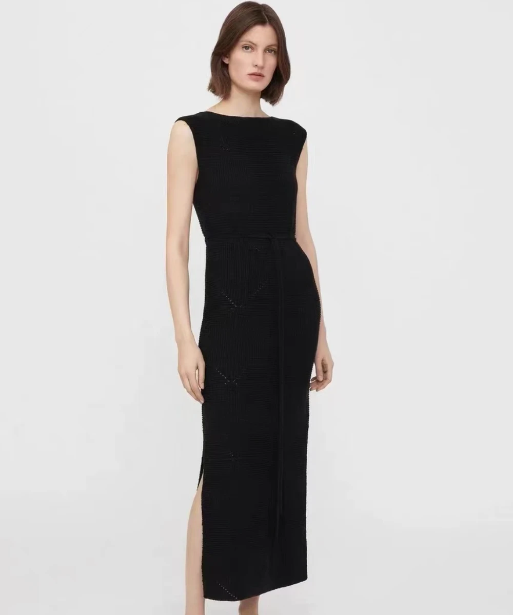 T0te* Summer/Autumn Women Dress Silk Wool O-Neck Sleeveless Black Casual Ankle-Length Vintage Minimalism Knitting Dresses
T0te* Summer/Autumn Women Dress Silk Wool O-Neck Sleeveless Black Casual Ankle-Length Vintage Minimalism Knitting Dresses