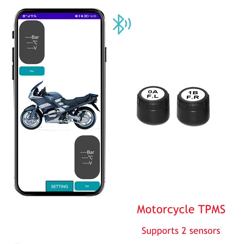2Pcs Motorcycle Blue-tooth Tire Pressure Sensor TPMS Blue-tooth Tire Pressure Monitoring System External Tire Pressure Sensors
2Pcs Motorcycle Blue-tooth Tire Pressure Sensor TPMS Blue-tooth Tire Pressure Monitoring System External Tire Pressure Sensors