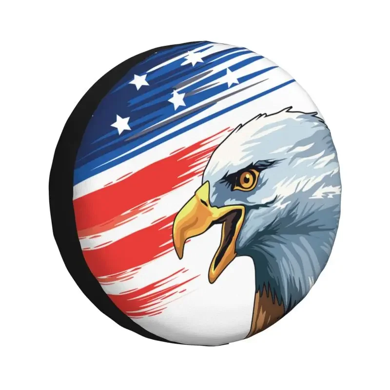 

Custom Patriotic Bald Eagle American Flag Spare Tire Cover for Prado Pajero Jeep 4WD 4x4 Trailer Car Wheel Protectors