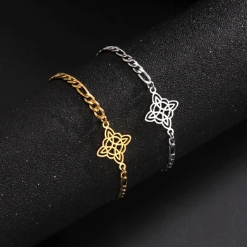 Witch Knot Bracelet for Women Men Stainless Steel Wiccan Celtics Knot Charm Bracelet Amulet Supernatural Talisman Jewelry