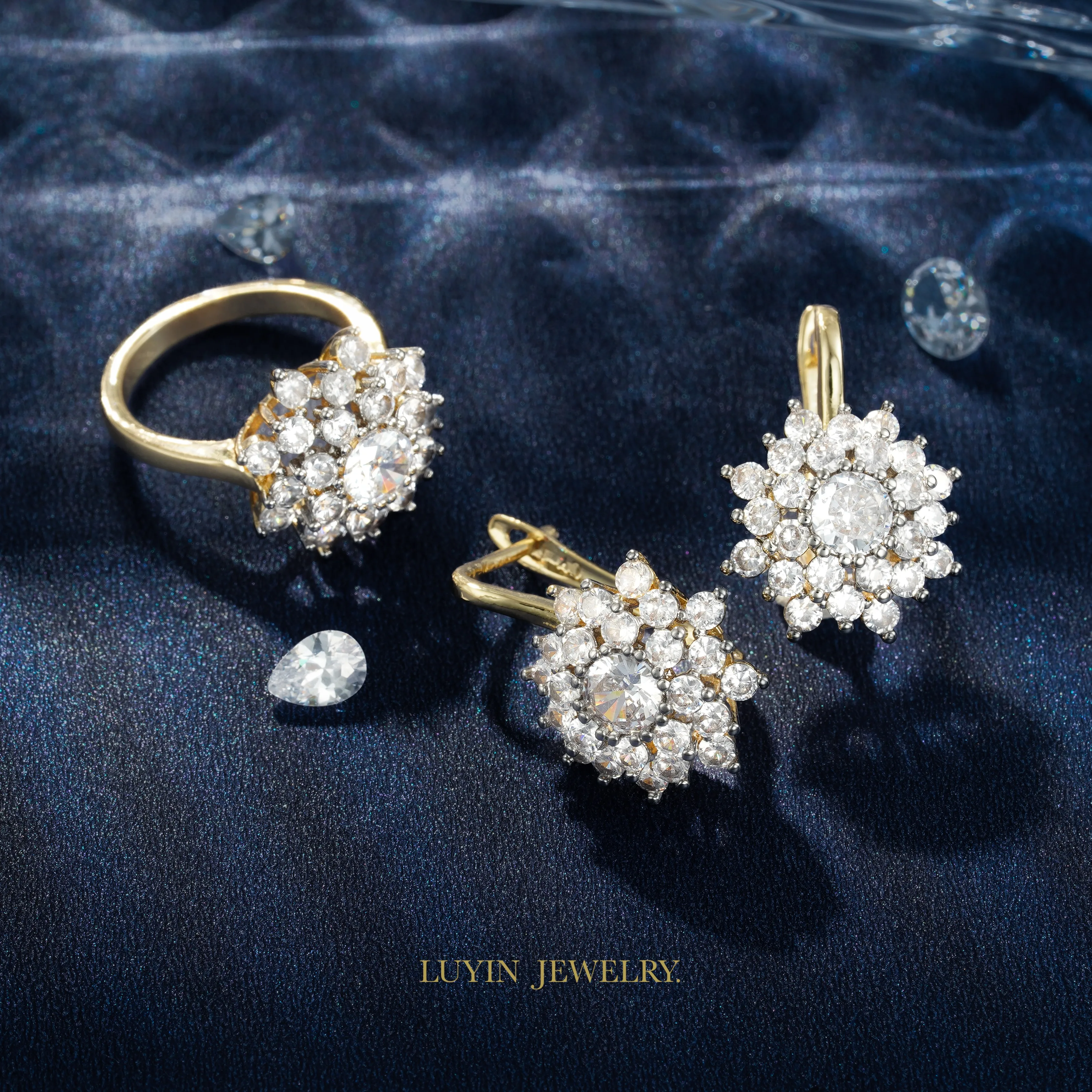 Classic Style Flower Shape Earrings Ring Set For Women Copper Plated 14K Gold Wedding Gorgeous Accessories 1 Mallzona S35f4809228ad4dc39cb2ee3363c131fcI Classic Style Flower Shape Earrings Ring Set For Women Copper Plated 14K Gold Wedding Gorgeous Accessories Mallzona