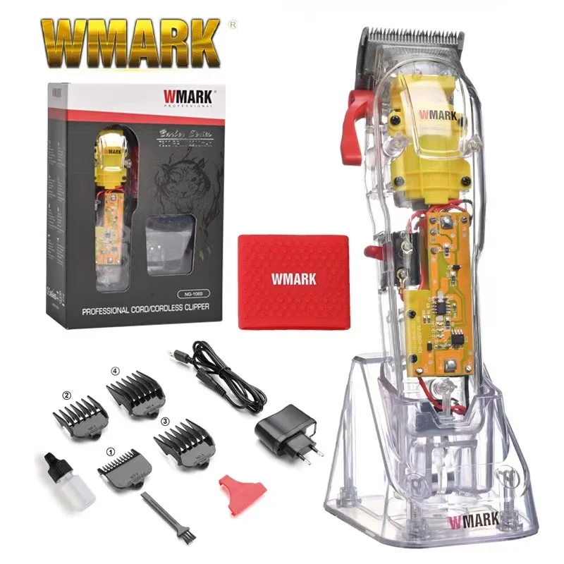 WMARK NG-108S прозрачная перезаряжаемая Парикмахерская Профессиональная Беспроводная электрическая Парикмахерская Мужская электрическая машинка для стрижки с зарядным устройством
WMARK NG-108S прозрачная перезаряжаемая Парикмахерская Профессиональная Беспроводная электрическая Парикмахерская Мужская электрическая машинка для стрижки с зарядным устройством