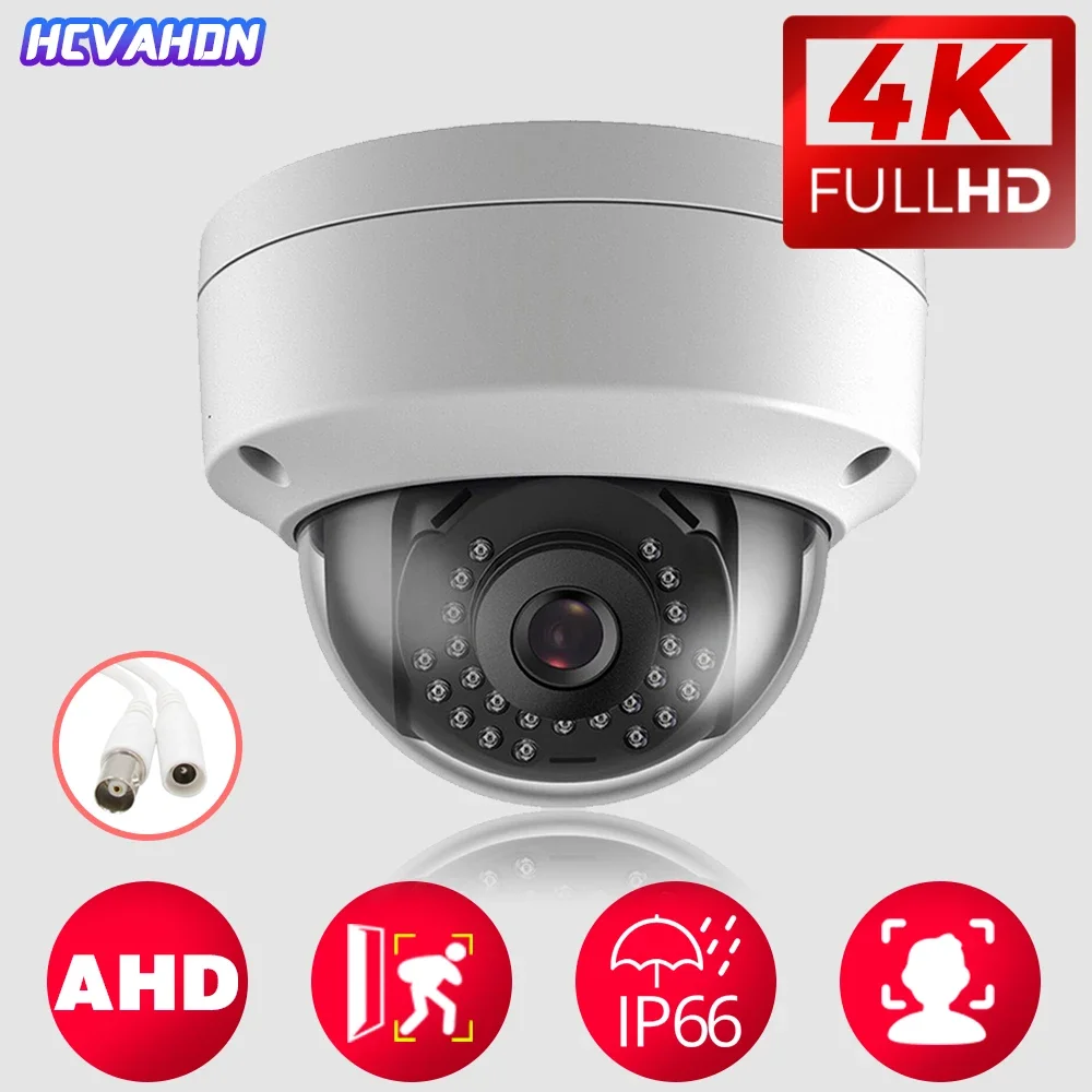 

4K AHD Camera IR LED 50M IR Distance Night Vision White Indoor Outdoor CCTV Dome 8MP Security Full HD Home Surveillance Camera