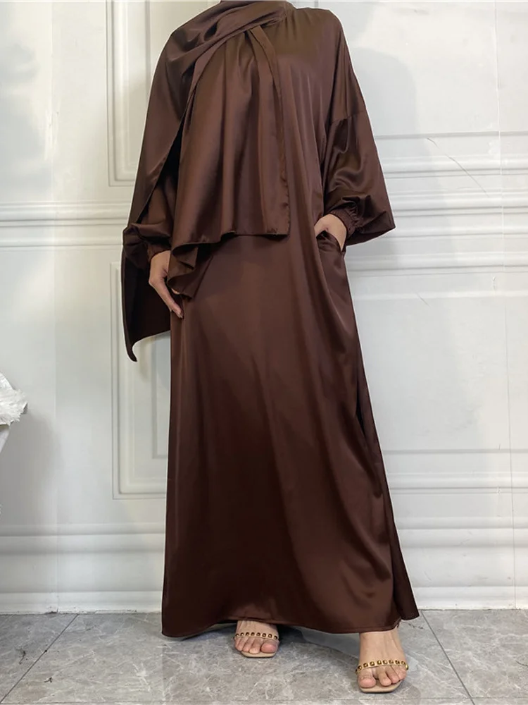 Сатиновое платье для мусульманской молитвы Jilbab с пышными рукавами, мусульманская абайя со встроенным шарфом, Турецкая скромная одежда Дубая, Рамадан
Сатиновое платье для мусульманской молитвы Jilbab с пышными рукавами, мусульманская абайя со встроенным шарфом, Турецкая скромная одежда Дубая, Рамадан