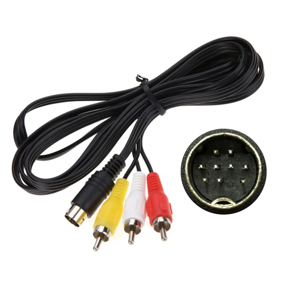 

50pcs 1.8M 9 Pin AV 3 RCA Audio Video Cable Cord for Sega Genesis 2 3 Gamepad Connection Line
