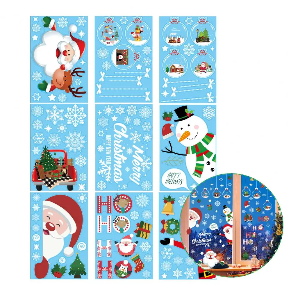 

Electrostatic Window Decals Removable Window Clings Christmas Window Stickers Festive Santa Claus Elk Snowman Patterns for Easy