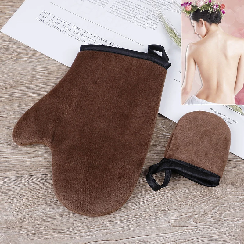 

Brown Finger Glove Reusable Body Self Tan Glove Applicator Tanning Gloves Cream Lotion Mousse Body Cleaning Glove Self Tanner