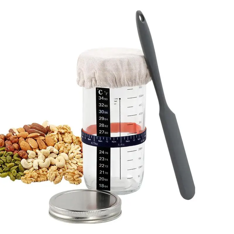 

Sourdough Starter Set Glass Jar Kit With Lid Reusable Wide Mouth Sour Dough Starter Culture Jars For Caviar Bread Cereals