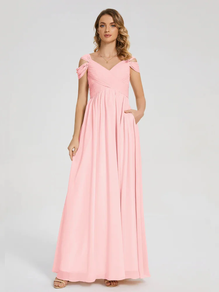 New Product A-Line Off-Shoulder Neckline Floor-Length Chiffon Bridesmaid Dress Elegant Zipper Back Gowns For Wedding Guests 2024
New Product A-Line Off-Shoulder Neckline Floor-Length Chiffon Bridesmaid Dress Elegant Zipper Back Gowns For Wedding Guests 2024