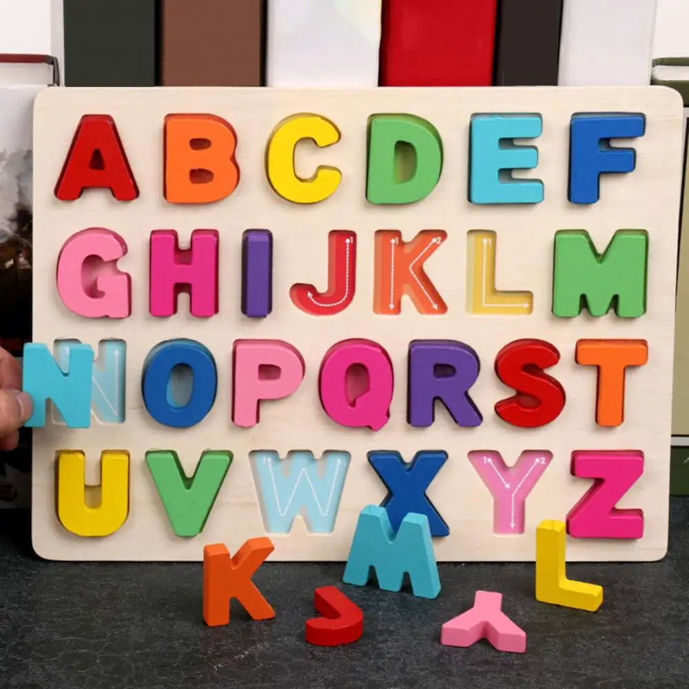 

Alphabet ABC Numbers Wooden Puzzles Board Educational Children Toy Learning Gift