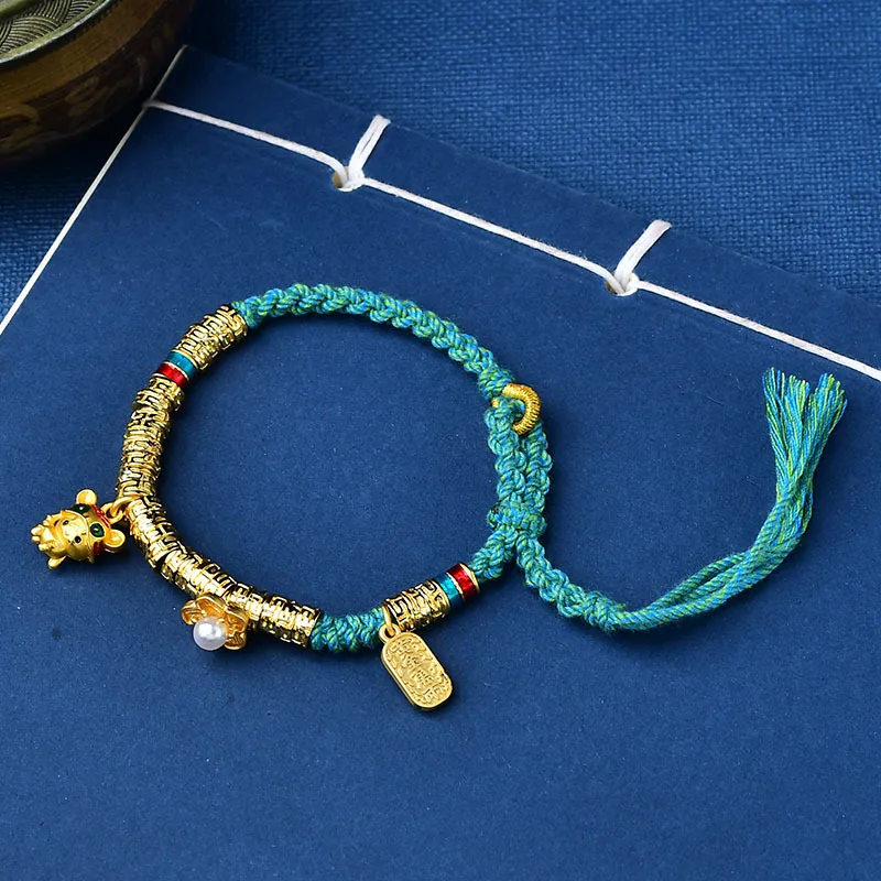 

Тибетский Плетеный вручную синий браслет с веревкой, танка, Бог богатства, зелёный тара, Zakiram, аксессуары для браслета, Прямая поставка
