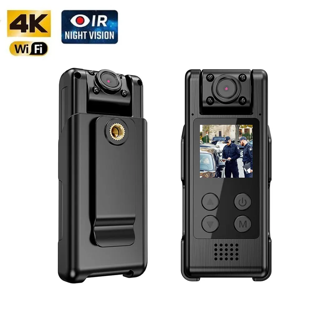 

4K WiFi Body Mini Camera Police video Audio Recorder with 180° Rotatable Lens Night Vision 2000mAh Battery for Daily Records