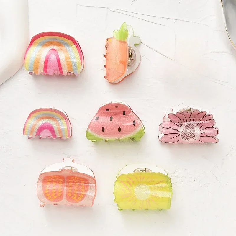 

Fruit Rainbow Acrylic Hair Claw Clips Shark Hair Clip for Women Girl Headwear Hair Crab Fashion Hairs Accessories 2024 New Style