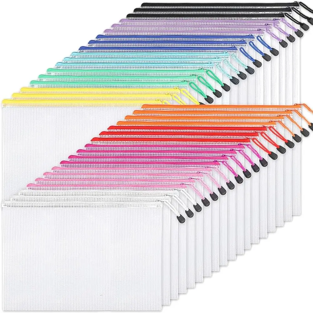 

Cosmetic Makeup Bags Mesh Zipper Pouch Document Organiser Paper Organizer Document Folder Waterproof Plastic File Organizer