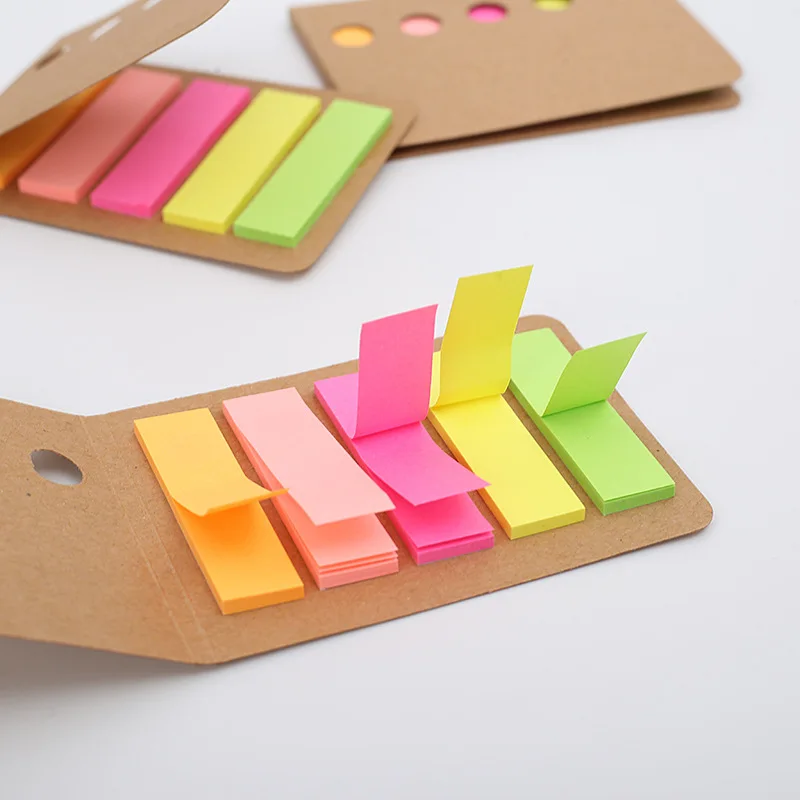 

2pcs Novelty Kraft Paper Cover Candy Color Memo Pad Sticky Notes Bookmark Notepad School Office Supply Student Prize Gift