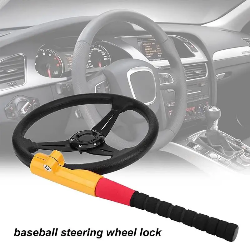 

Baseball Bat Steering Wheel Lock Car Anti Theft Safety Alarm Lock Universal Fit With 2 Keys For Car Van Truck And All-Season SUV