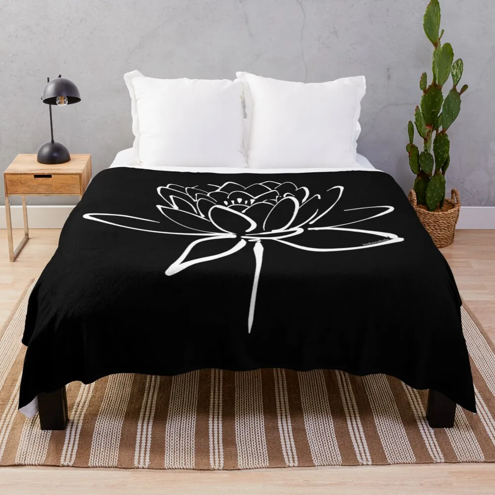 

Lotus Flower Calligraphy (White) Throw Blanket Beach Blanket Blankets For Sofas