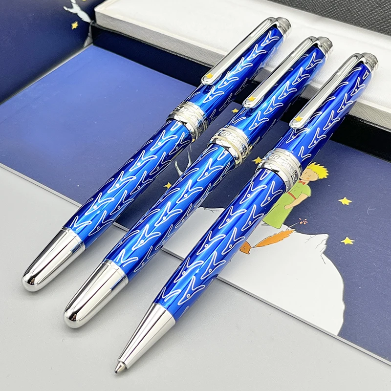 

Lan Luxury MB Little Prince and Fox 163 Dark Blue Rollerball Ballpoint Fountain Pen Stationery With Serial Number