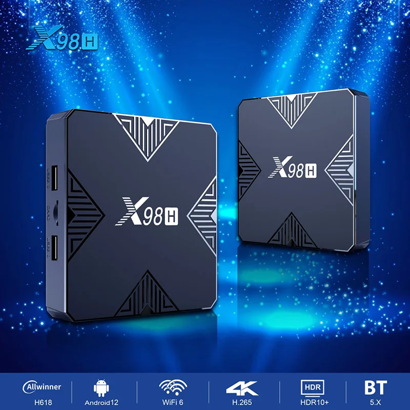 Smart TV BOX X98H Android 12 Allwinner H618 BT5.0 Wifi 2.4G 5G 4K Media Player Set Top Box
Smart TV BOX X98H Android 12 Allwinner H618 BT5.0 Wifi 2.4G 5G 4K Media Player Set Top Box