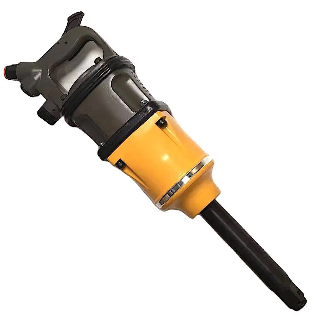 1" HEAVY DUTY AIR IMPACT WRENCH (3540 FT.LB) Positive action trigger to control speed. Standard:8" long anvil shank.
1" HEAVY DUTY AIR IMPACT WRENCH (3540 FT.LB) Positive action trigger to control speed. Standard:8" long anvil shank.