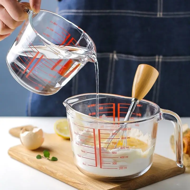 

Термостойкая стеклянная мерная чашка со шкалой, домашние кухонные инструменты для выпечки, прозрачная кружка большой емкости для молока и чая
