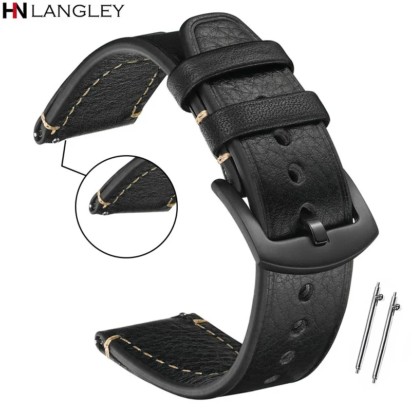 

Vintage Genuine Leather Watchband 7 Colors Strap 20mm 22mm Women Men Cowhide Smart Watchband Accessories for Huawei Watch Gt2/3