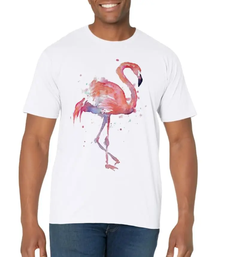 

2024 розовая Акварельная рубашка с фламинго, Повседневная хлопковая новая модная одежда для пары