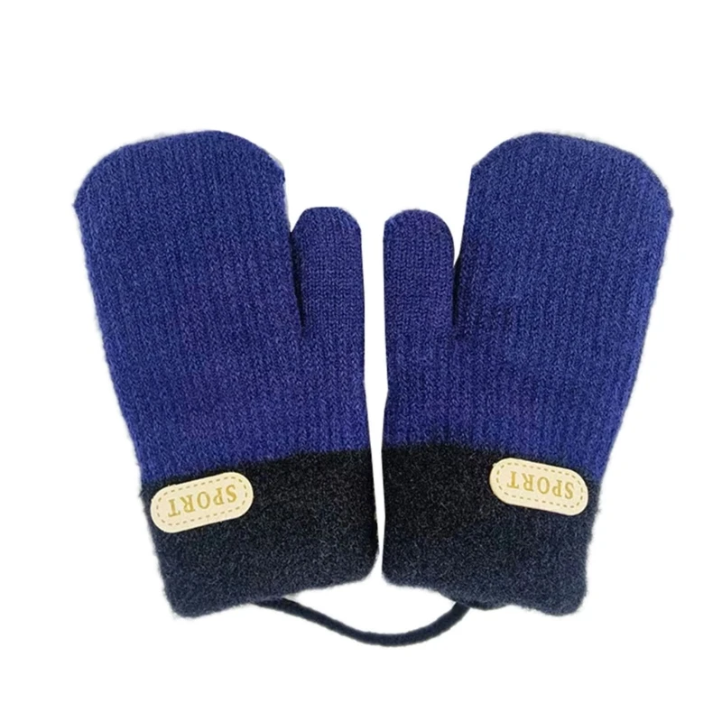 

Soft & Thick Knitted Mittens Kids Winter Gloves Autumn Winter Gloves 2 Layers Hand Warmth Comfortable Wear for Children