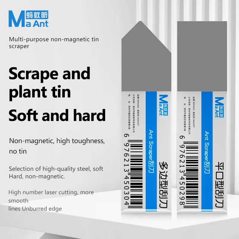 MaAnt Non-magnetic Scrape Ultra Thin Tin Scraper Flat Oblique Mouth Glue Removal Blade Tools Pry Knife for Mobile Phone Repair
MaAnt Non-magnetic Scrape Ultra Thin Tin Scraper Flat Oblique Mouth Glue Removal Blade Tools Pry Knife for Mobile Phone Repair