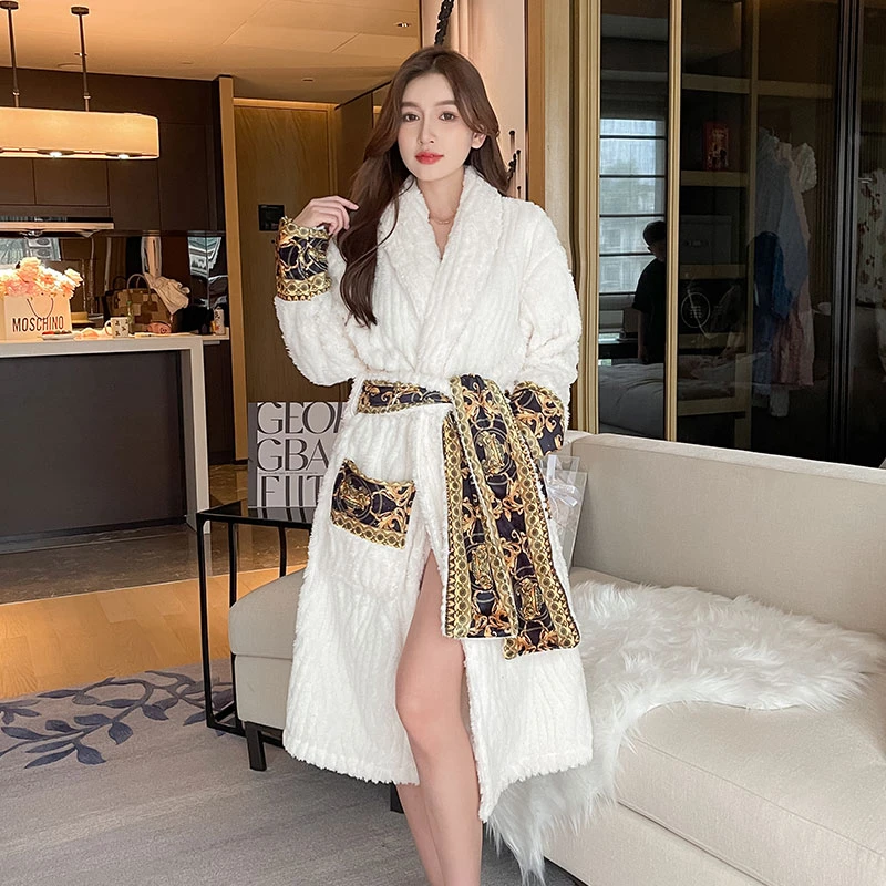 Warm Autumn Winter Coral Fleece Night Gown Women Flannel Bathrobe Thicken Women'S Sleepwear Plus Velvet Kimono Robe
Warm Autumn Winter Coral Fleece Night Gown Women Flannel Bathrobe Thicken Women'S Sleepwear Plus Velvet Kimono Robe