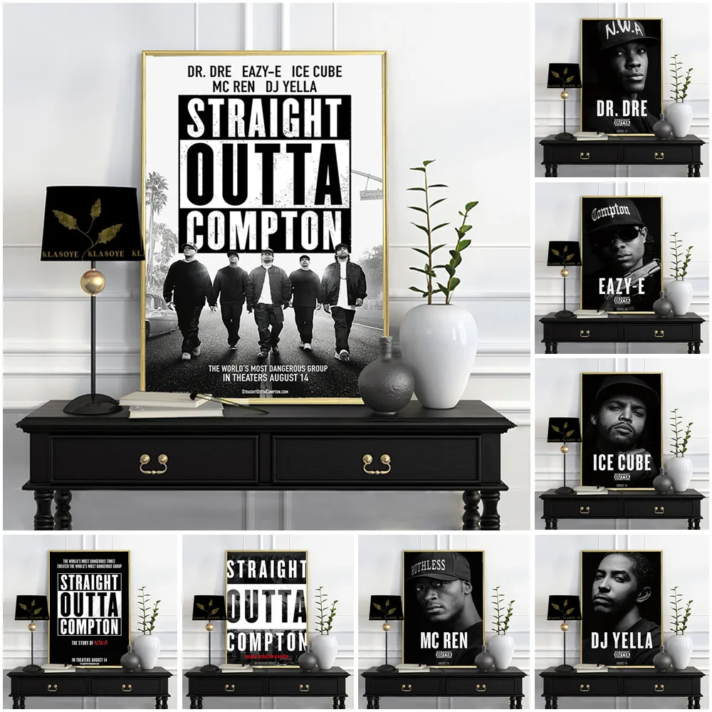 

Straight Outta Compton Biography Crime Drama Film Poster Black White Art Print Wall Picture Decor Movie Modern Canvas Painting