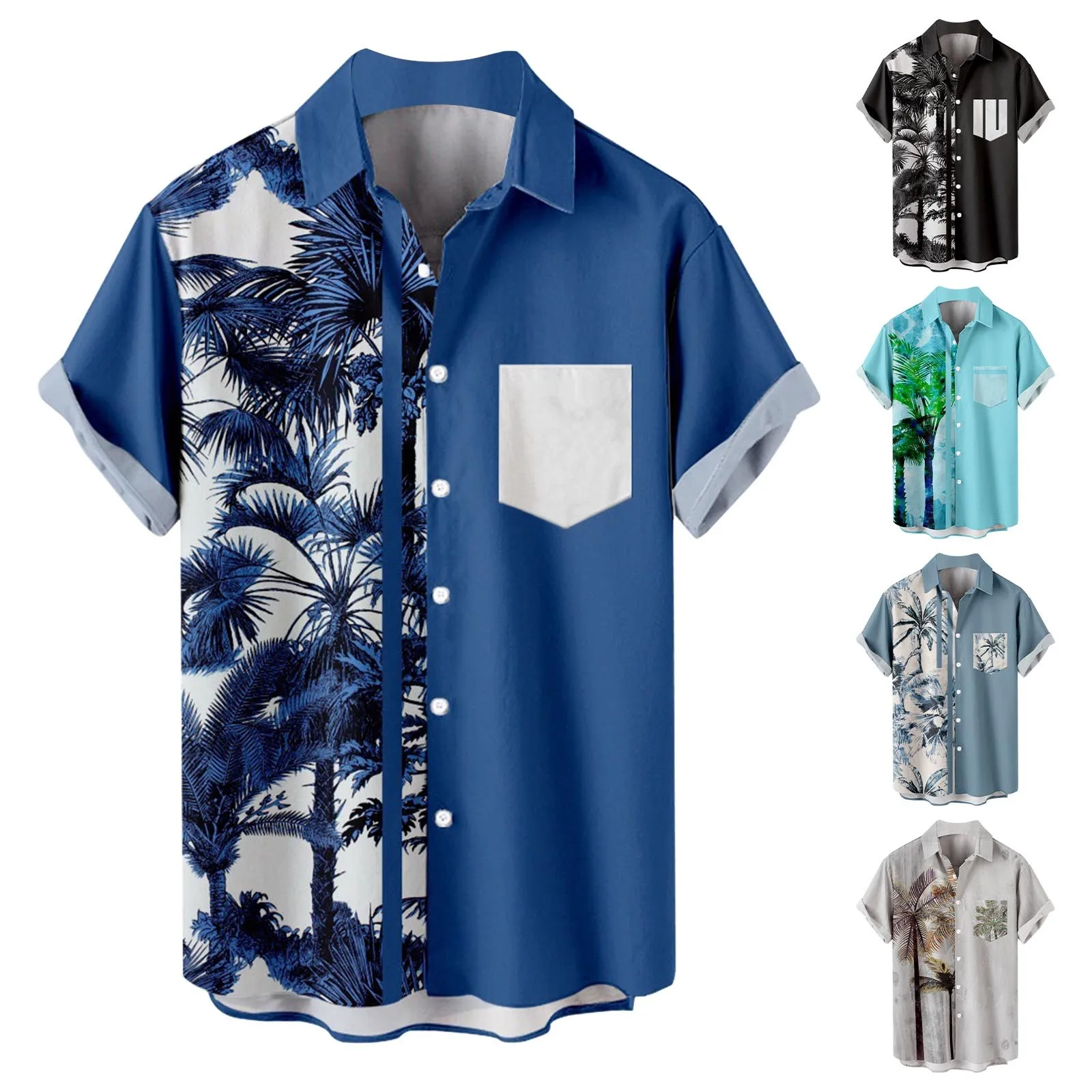 

Men'S Summer Vacation Tourism Beach Fashion Trend Leisure 3d Digital Printing Short Sleeve Shirt Vintage Party Retro