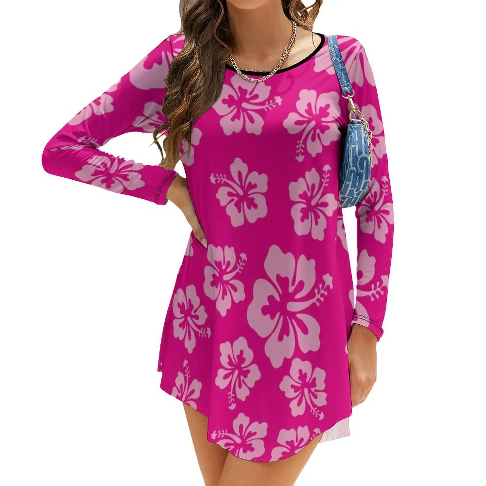 Bright Pink Hibiscus Hawaiian Flower Aloha Long-Sleeve Dress long sleeve dress dress
Bright Pink Hibiscus Hawaiian Flower Aloha Long-Sleeve Dress long sleeve dress dress