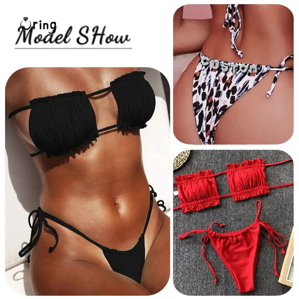 Sexy Fashion Custom Bikini Thong With Crystal Letters DIY Name Pleated Swimsuit Underwear Sets For Women Customize Bathing Suit
Sexy Fashion Custom Bikini Thong With Crystal Letters DIY Name Pleated Swimsuit Underwear Sets For Women Customize Bathing Suit