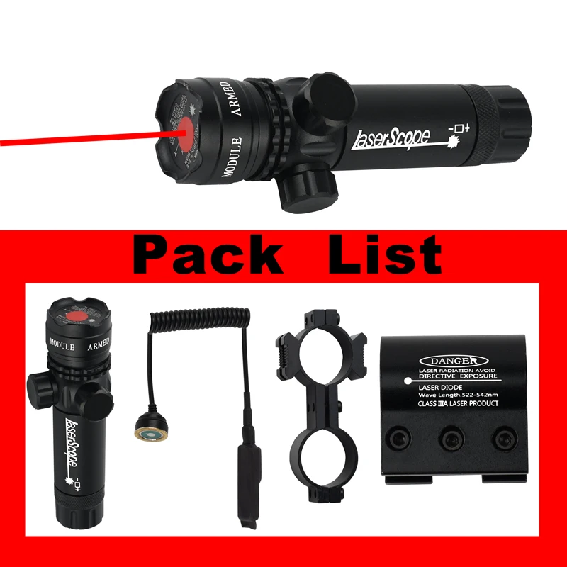 

Tactical Red Green Laser Adjustable 532nm Hunting Laser Rifle Airsoft Locator Tactical Accessories 11mm/20mm+Clamp+Remote Switch