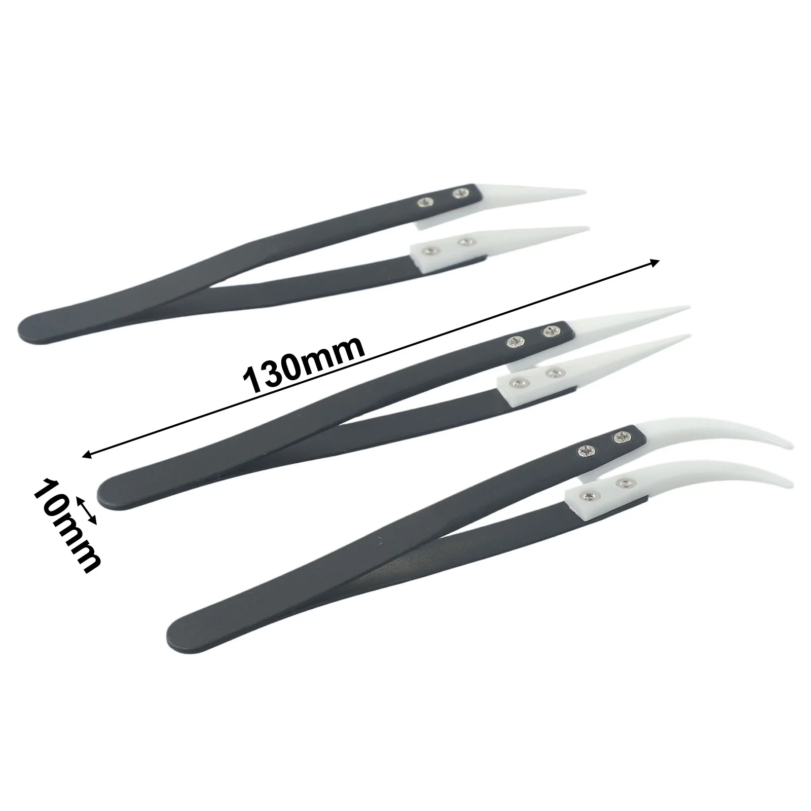 

Industrial Use Reverse Tweezers Ceramic Tweezers 135-140mm 1set High Temperature Solder Resistant Stainless Steel + Ceramic