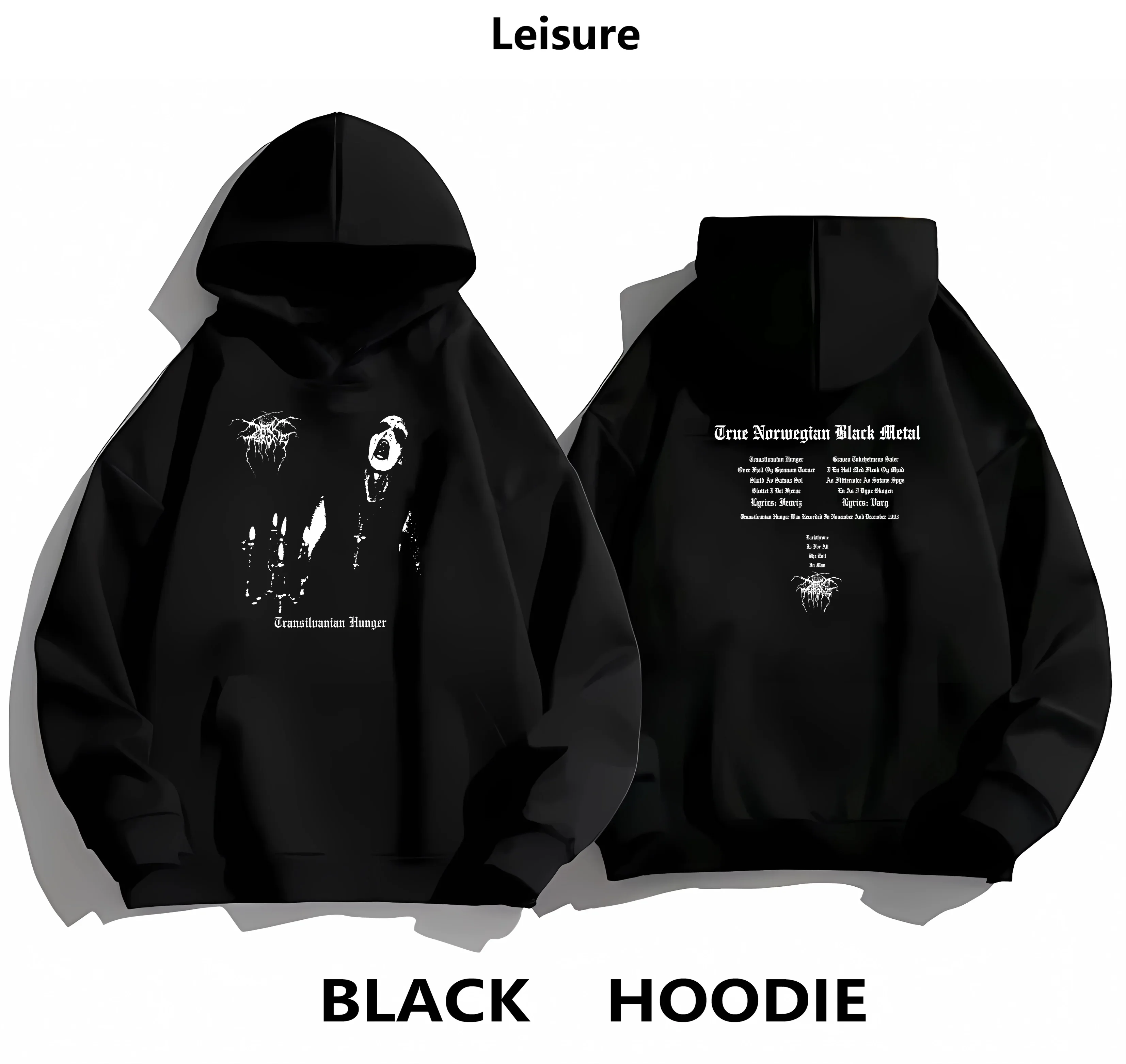 

new Men's Hip Hop Hoodie Darkthrone Transilvanian Hunger Album Hoodie Women's Street Harajuku Retro hoodie