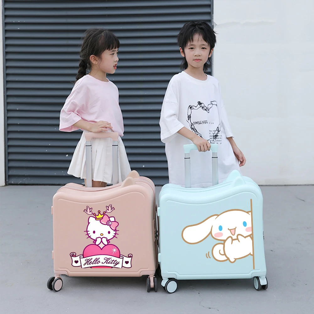 

Cartoon Sanrioed 20 Inches Trolley Case Hello Kitty Cinnamoroll Anime Kuromi Melody Suitcase Mute Universal Wheel Student Travel