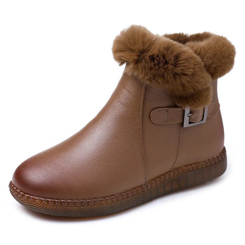 

GKTINOO/женские зимние ботинки; Ботильоны из натуральной кожи с натуральным мехом; Удобные зимние ботинки на плоской подошве; Женская обувь