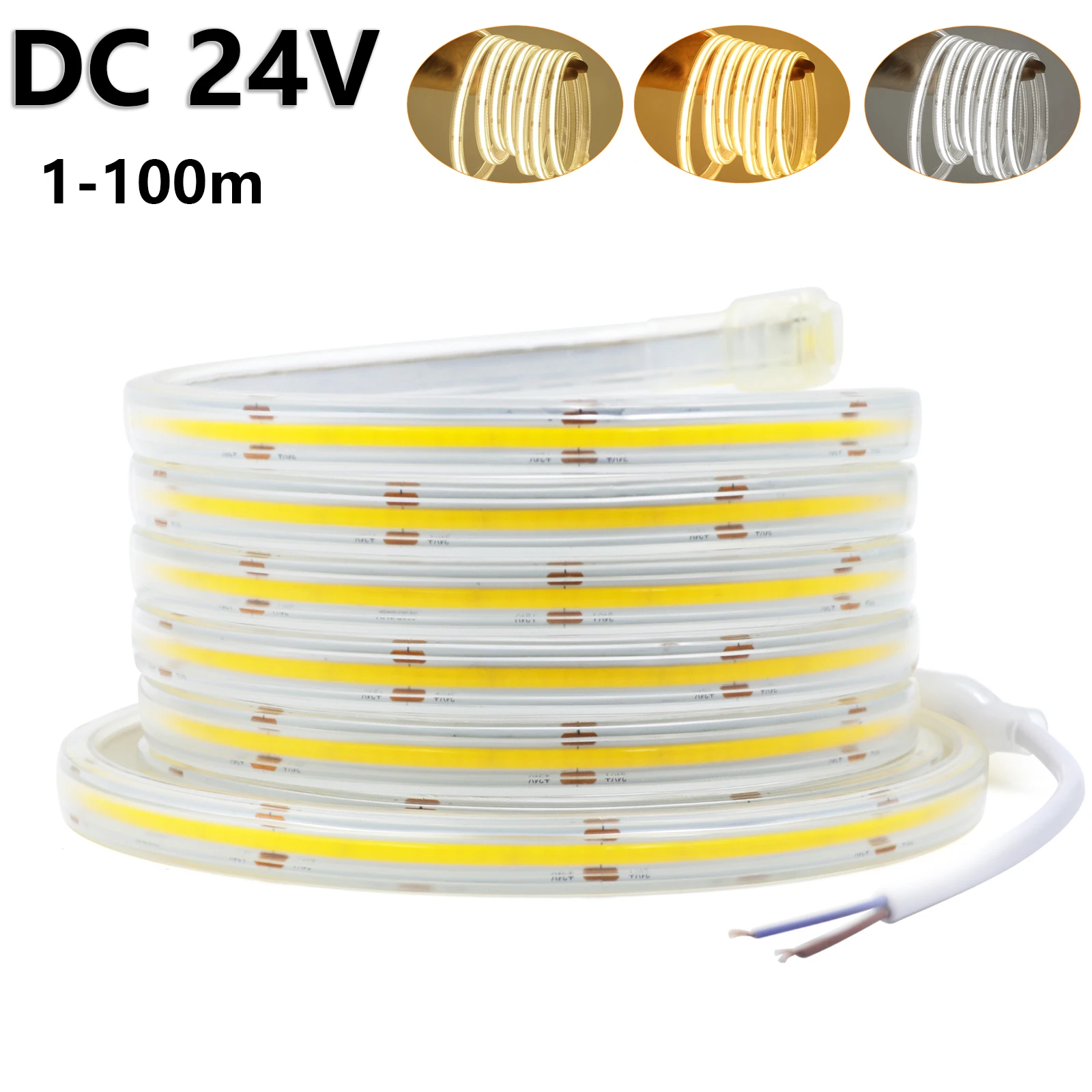 

IP65 Waterproof COB LED Strip Light 24V High Density 320LEDs/m Flexible LED Ribbon Night Light Tape 1M 5M 10M 20M 40M 50M 100M