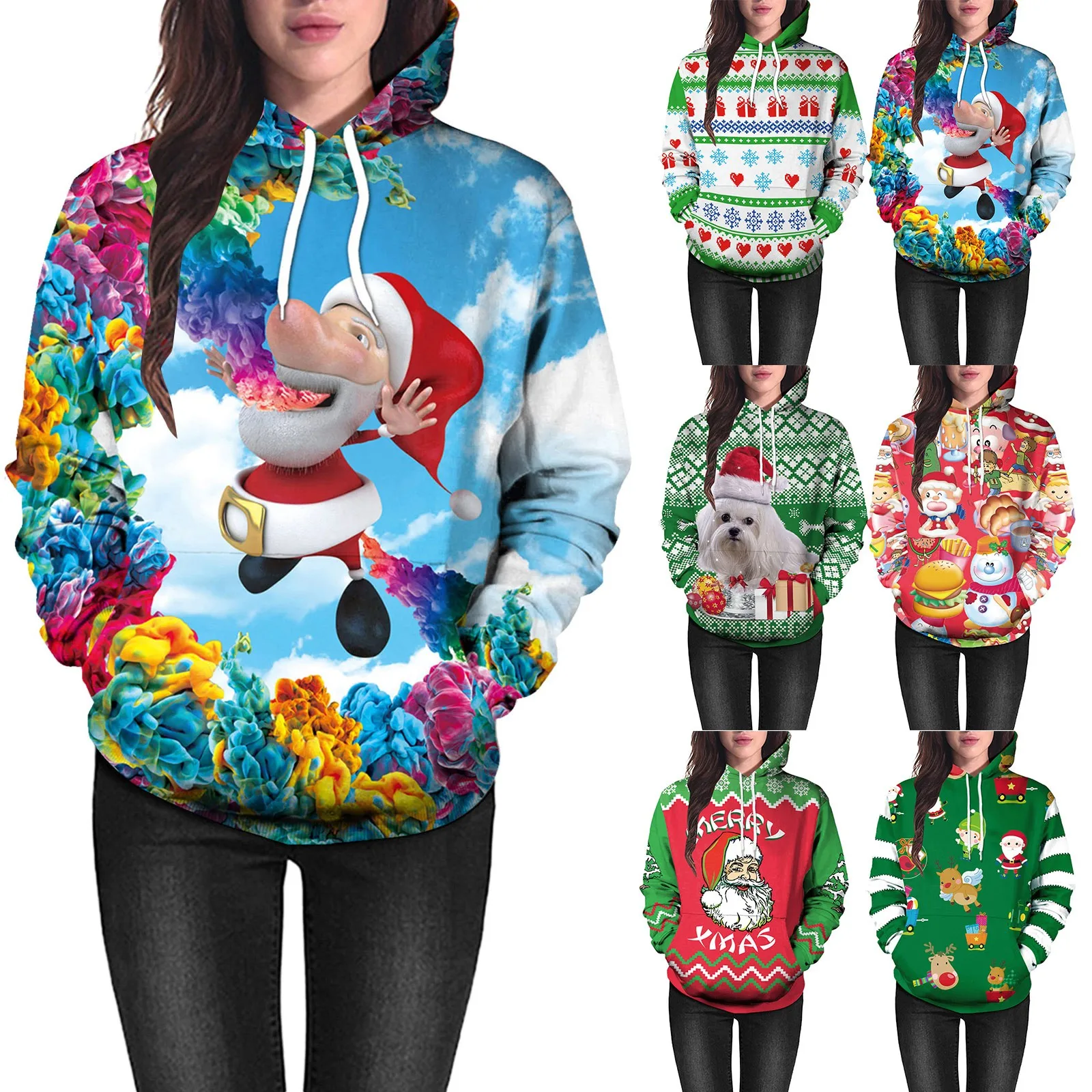 2023 Women's Autumn Winter Christmas Santa Printing Hoodie Long Sleeve Sweatershirt Top Loose fit ropa mujer Tracksuit
2023 Women's Autumn Winter Christmas Santa Printing Hoodie Long Sleeve Sweatershirt Top Loose fit ropa mujer Tracksuit