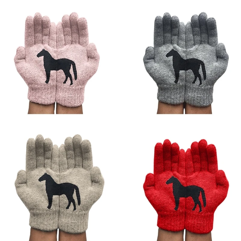 

Winter Full Finger Gloves Stretchy Hand Warmer Horse Crochet Knitting Mittens Drop Shipping