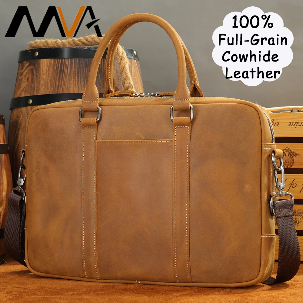 MVA Genuine Full Grain Leather Men's 13.3" Laptop Briefcase Messenger Bag Tote Satchel Bag with Back Strap Gift For Him 5028
MVA Genuine Full Grain Leather Men's 13.3" Laptop Briefcase Messenger Bag Tote Satchel Bag with Back Strap Gift For Him 5028