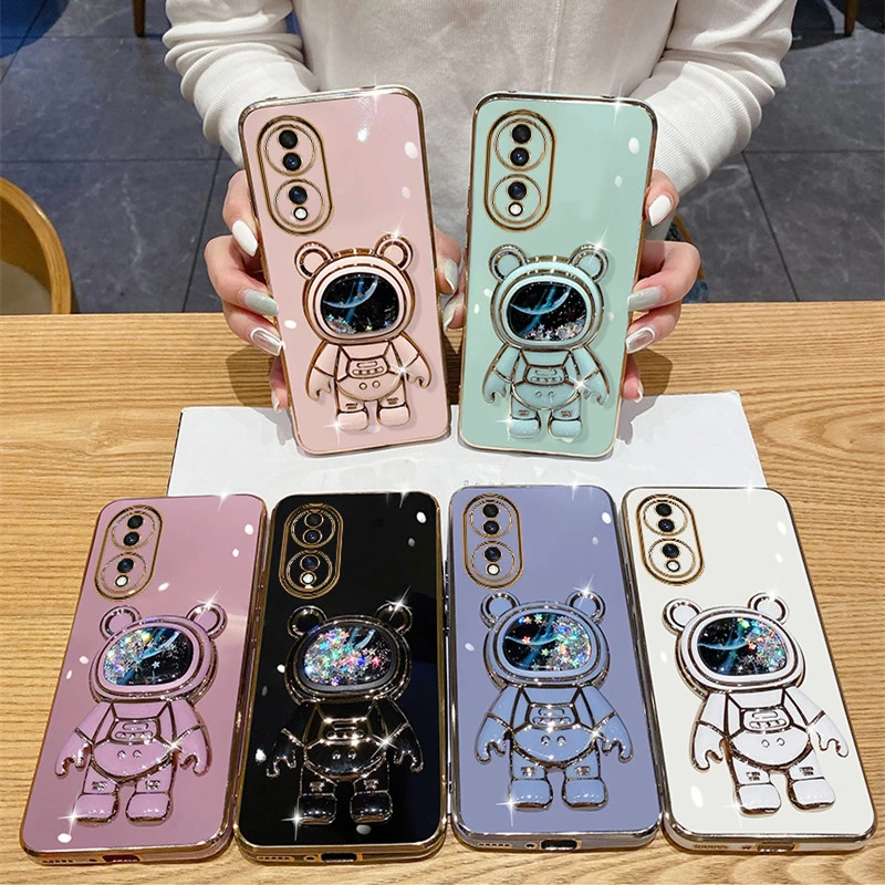 

Quicksand Space Bear Kickstand Phone Case for Huawei Mate 50 40 30 E 20 10 Pro 20X Mate 30E Pro Coque Stand Soft Back Cover