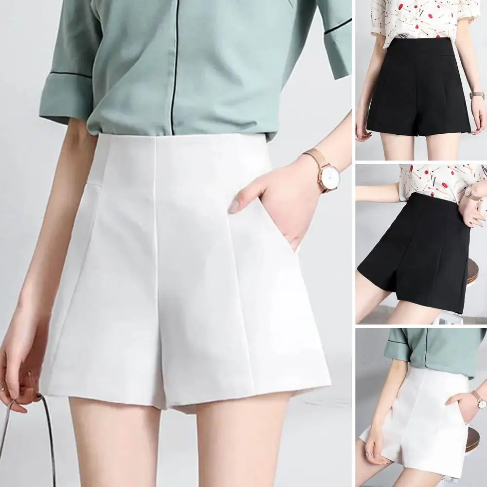 

Women Loose Fit Shorts Stylish Plus Size Women's High Waist A-line Shorts with Hidden Zipper Pockets for Commute Dating Office