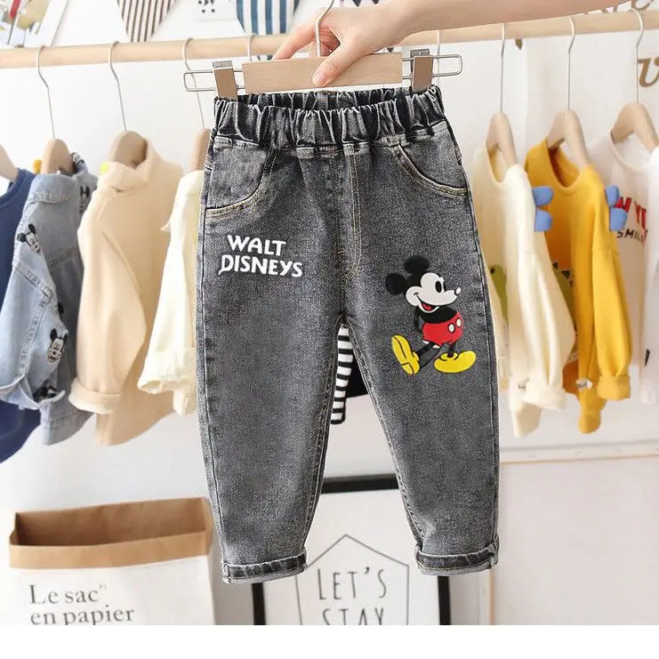 Детские джинсы с мультяшным Микки Маусом, весна-осень, для маленьких девочек и мальчиков, высококачественные прямые джинсовые брюки, детские модные повседневные брюки
Детские джинсы с мультяшным Микки Маусом, весна-осень, для маленьких девочек и мальчиков, высококачественные прямые джинсовые брюки, детские модные повседневные брюки